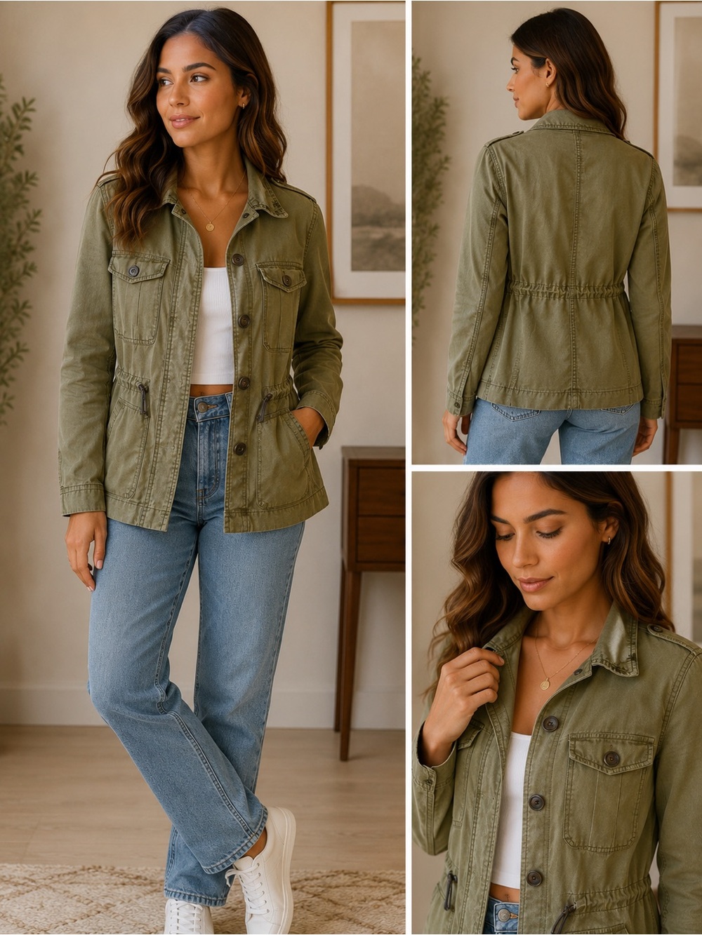 GAP Olive Green Drawstring Utility Jacket